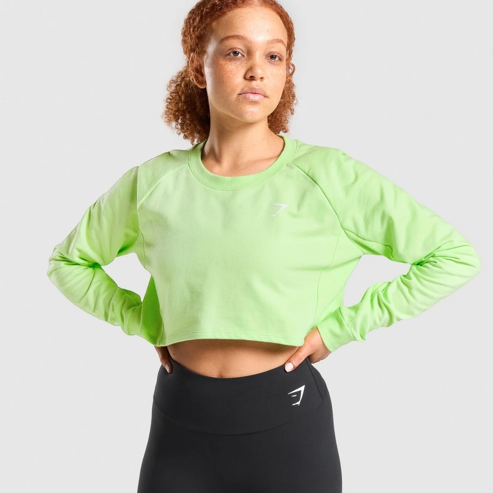 Gymshark Women's Bright Green Long Sleeve Crop Top